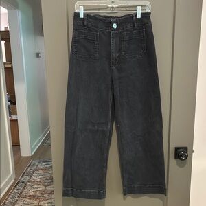 Pilcro Black Flare Wide-Leg Jeans High-Rise